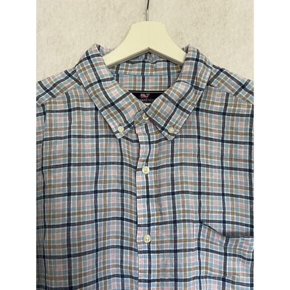 Vineyard Vines Men’s Shirt XL Blue Pink White Button Up Long Sleeve Shep & Ian - Picture 1 of 7